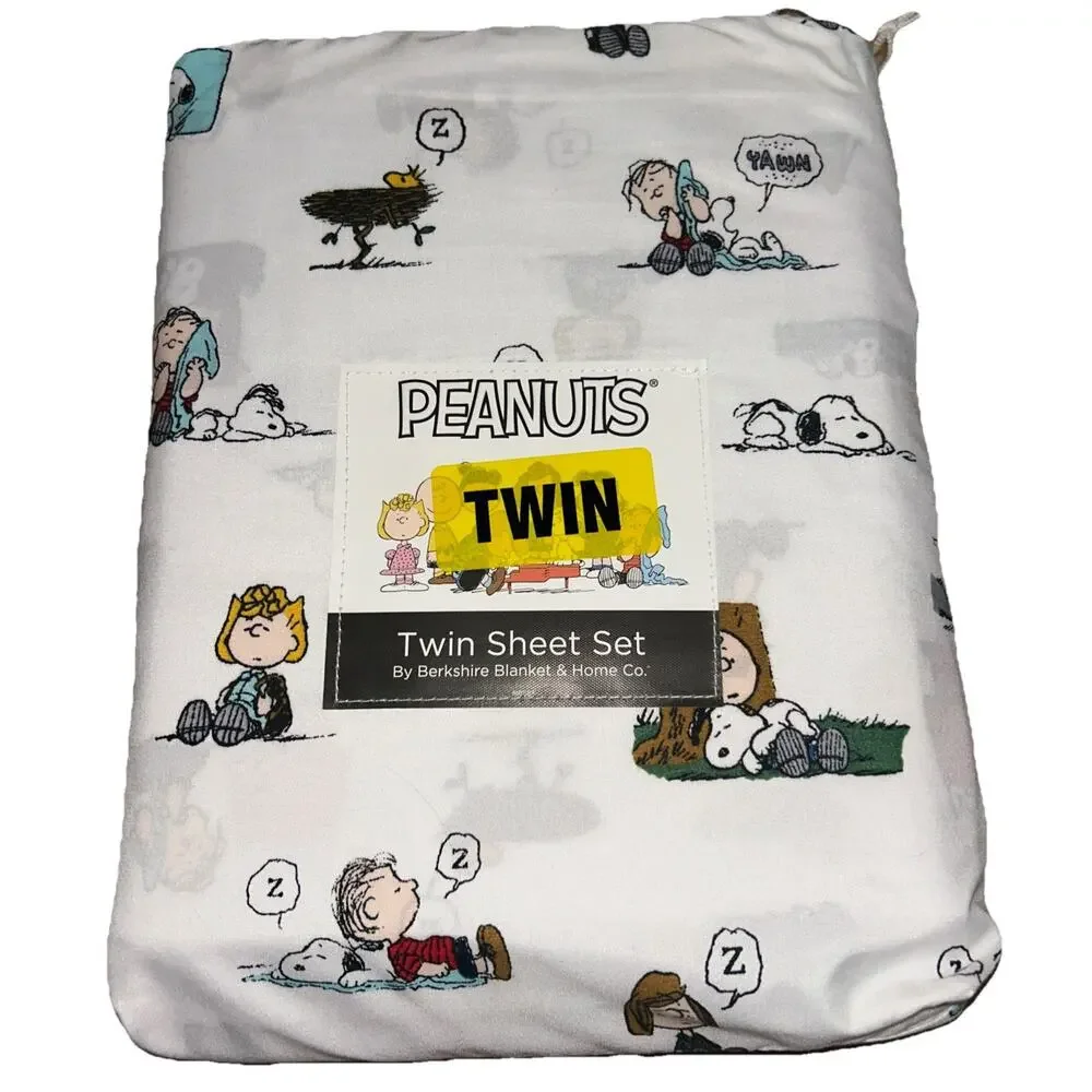 Peanuts Twin Sheet 3 Piece Set by Berkshire Co. Snoopy & Woodstock NWT